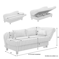 Wohnen Sofas|Sofa*Chaiselongue mit Streifenmuster - Texicano