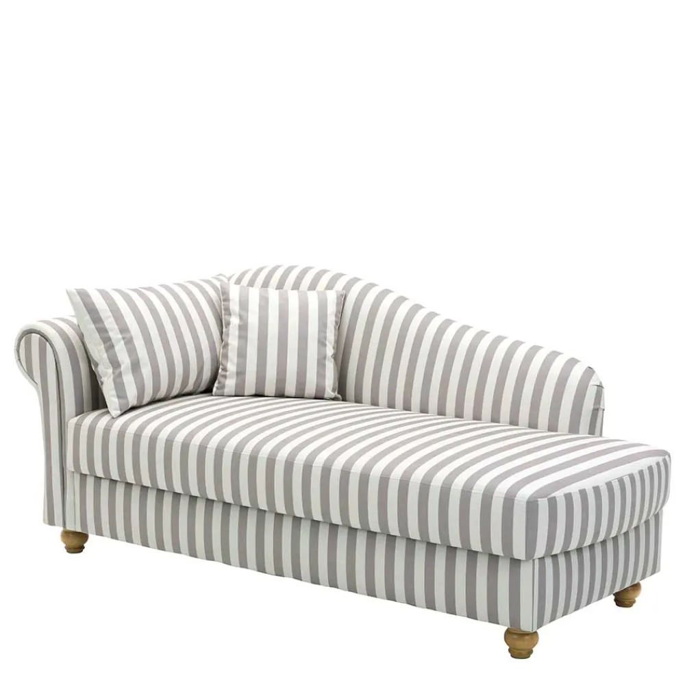 Wohnen Chaiselongue mit Streifen in Weiß Braun - Adendro