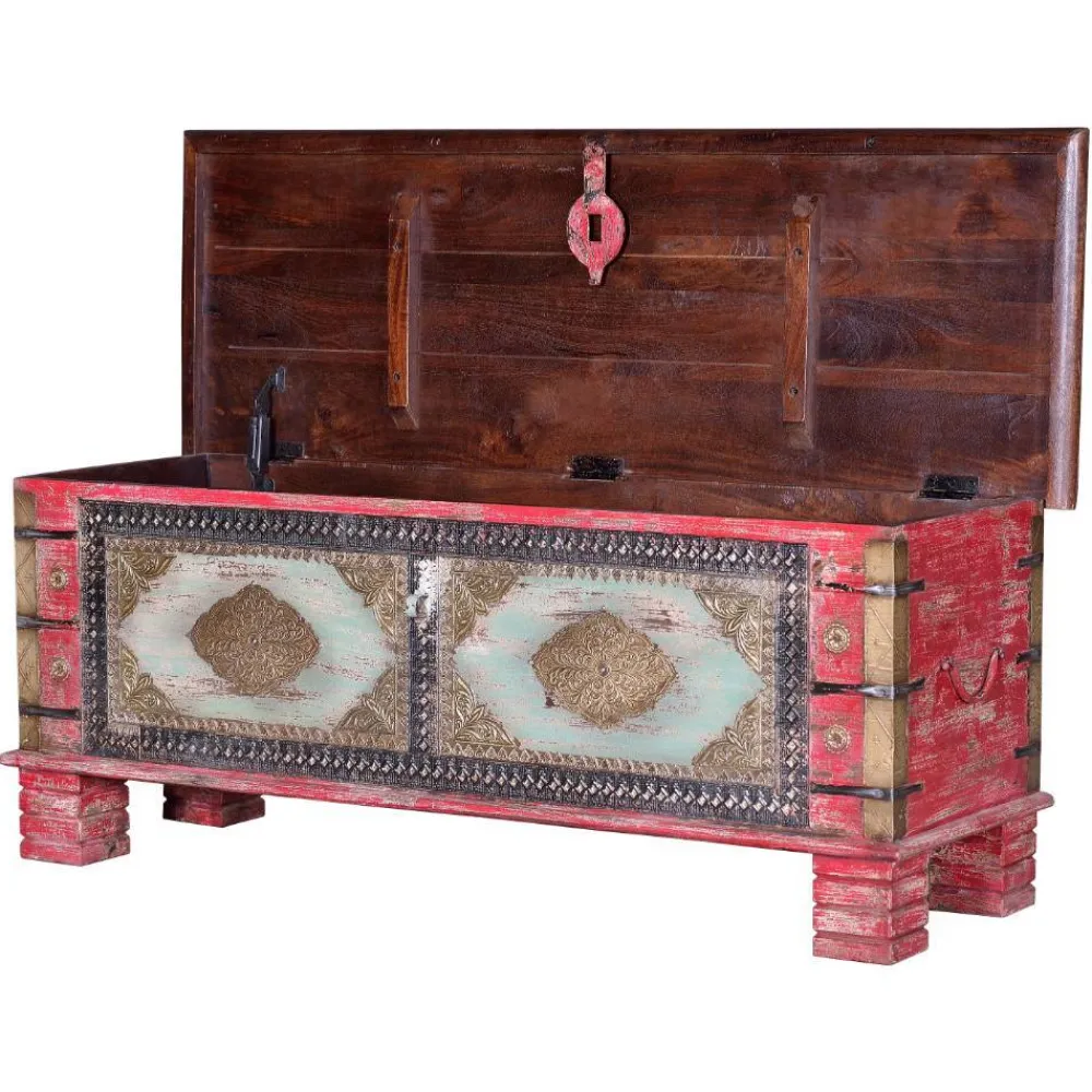 Wohnen Charakterstarke Holztruhe mit Metallgriffen - Agacina