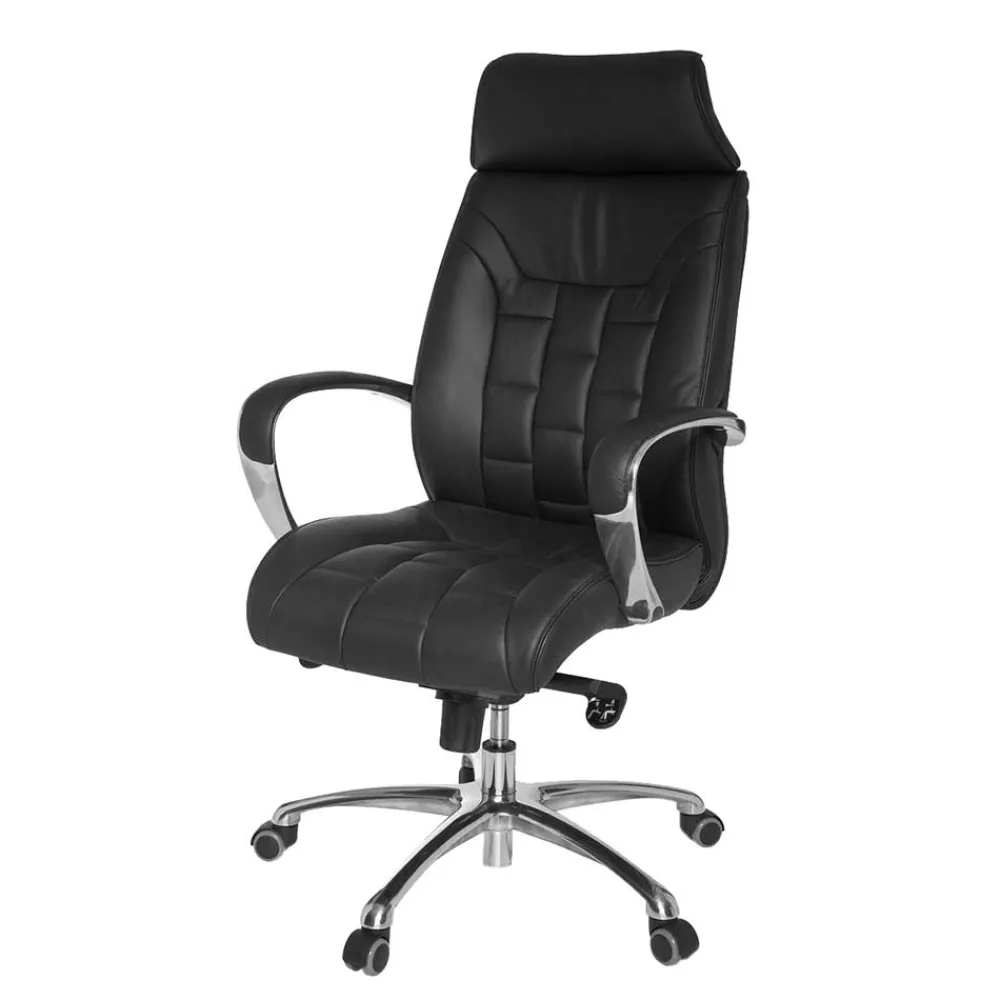 Wohnen Bürostühle*Chefsessel Schreibtischsessel aus Leder in Schwarz - Ekka