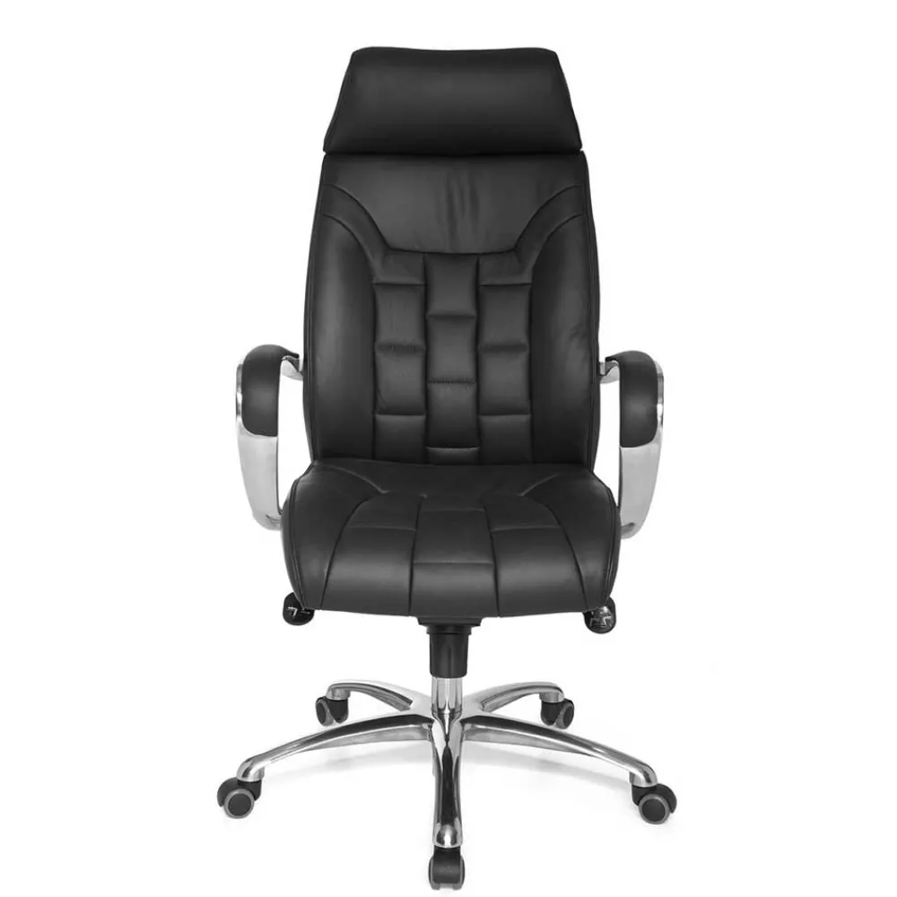 Wohnen Bürostühle*Chefsessel Schreibtischsessel aus Leder in Schwarz - Ekka