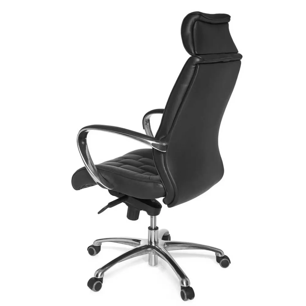 Wohnen Bürostühle*Chefsessel Schreibtischsessel aus Leder in Schwarz - Ekka
