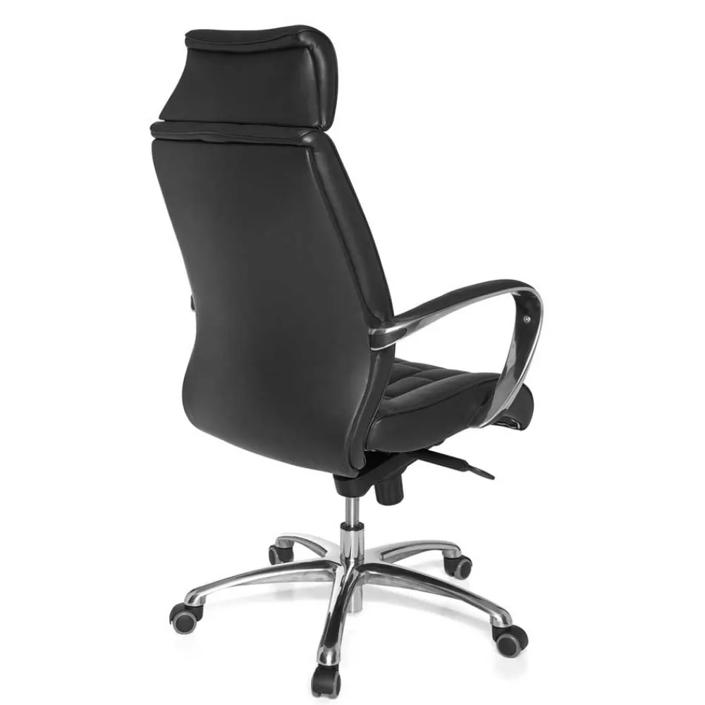Wohnen Bürostühle*Chefsessel Schreibtischsessel aus Leder in Schwarz - Ekka