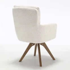 Wohnen Küchenstühle|Esszimmerstühle*Chenille Armlehnenstuhl in Creme - Max (2er Set)