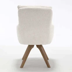 Wohnen Küchenstühle|Esszimmerstühle*Chenille Armlehnenstuhl in Creme - Max (2er Set)