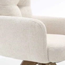 Wohnen Küchenstühle|Esszimmerstühle*Chenille Armlehnenstuhl in Creme - Max (2er Set)