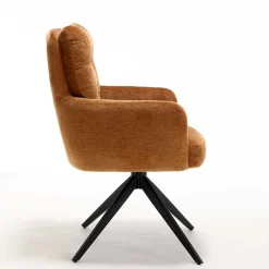 Wohnen Küchenstühle|Esszimmerstühle*Chenille Armlehnenstuhl in Ockergelb - Martinus (2er Set)