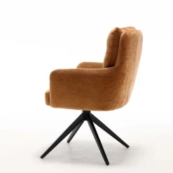 Wohnen Küchenstühle|Esszimmerstühle*Chenille Armlehnenstuhl in Ockergelb - Martinus (2er Set)