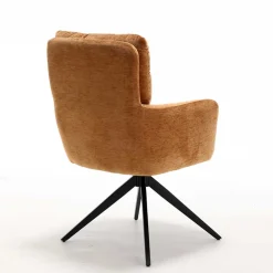 Wohnen Küchenstühle|Esszimmerstühle*Chenille Armlehnenstuhl in Ockergelb - Martinus (2er Set)