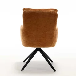 Wohnen Küchenstühle|Esszimmerstühle*Chenille Armlehnenstuhl in Ockergelb - Martinus (2er Set)