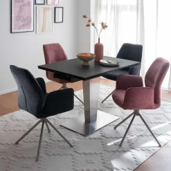 Wohnen Küchenstühle|Esszimmerstühle*Chenille Drehstühle in Altrosa - Veron (2er Set)