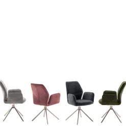 Wohnen Küchenstühle|Esszimmerstühle*Chenille Drehstühle in Altrosa - Veron (2er Set)