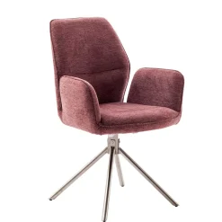 Wohnen Küchenstühle|Esszimmerstühle*Chenille Drehstühle in Altrosa - Veron (2er Set)