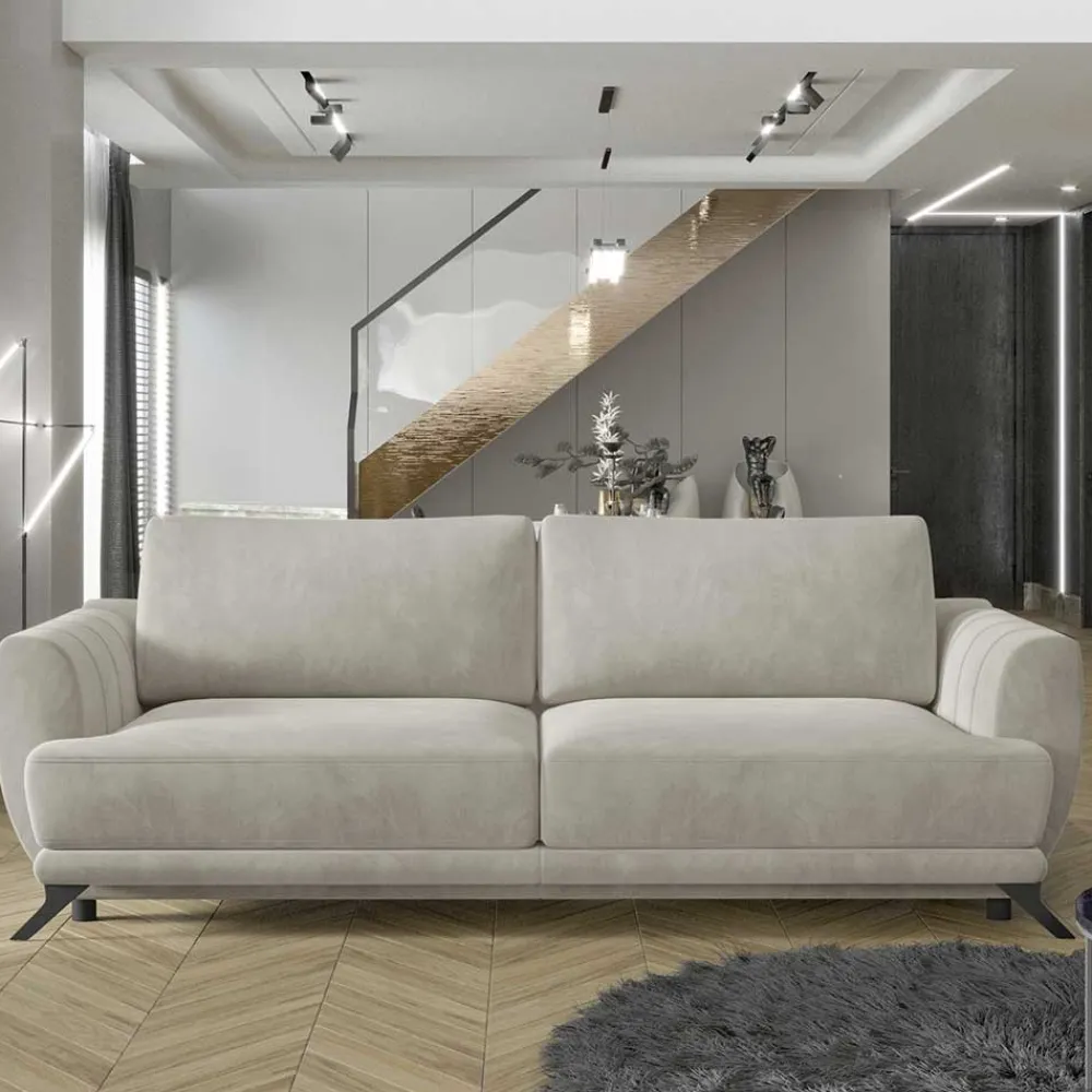 Wohnen Schlafsofas*Chenille Schlafcouch in Beige - Bravassa