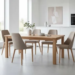 Wohnen Chenille Stühle in Hellbraun - Hairos (6er Set)