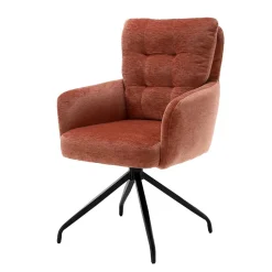 Wohnen Wohnzimmerstühle*Chenille-Armlehnenstuhl in Kupfer Rotbraun - Medeos (2er Set)