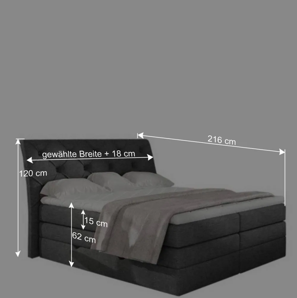 Wohnen Chesterfield Boxspring Bett in Dunkelgrün Velours - Ardit