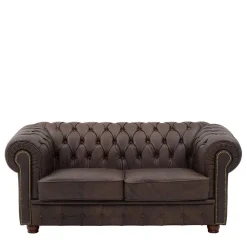 Wohnen Chesterfield Couch aus Echtleder - Pluna