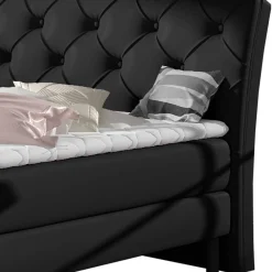 Wohnen Chesterfield Komplettbett in Schwarz - Silvaria