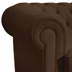 Wohnen Chesterfield Kunstledercouch in Braun - Cementa