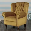 Wohnen Braune Möbel|Sessel & Hocker*Chesterfield Ohrenbackensessel aus Samtvelours - Gregg