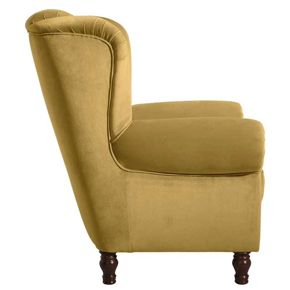 Wohnen Braune Möbel|Sessel & Hocker*Chesterfield Ohrenbackensessel aus Samtvelours - Gregg