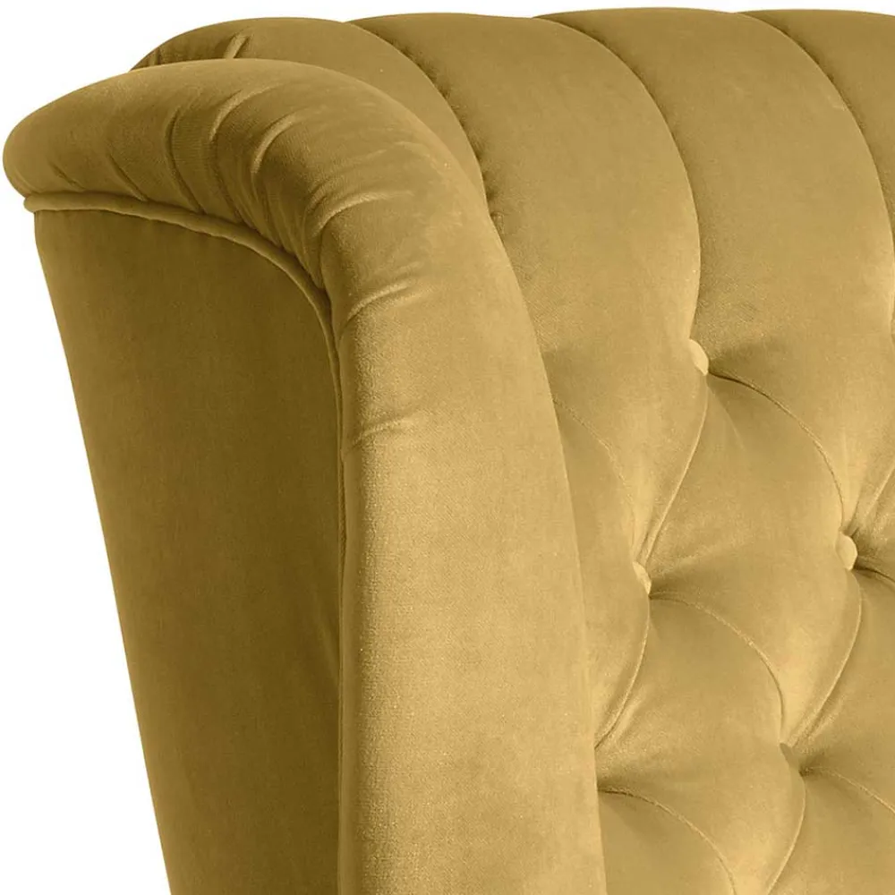 Wohnen Braune Möbel|Sessel & Hocker*Chesterfield Ohrenbackensessel aus Samtvelours - Gregg
