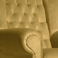 Wohnen Braune Möbel|Sessel & Hocker*Chesterfield Ohrenbackensessel aus Samtvelours - Gregg