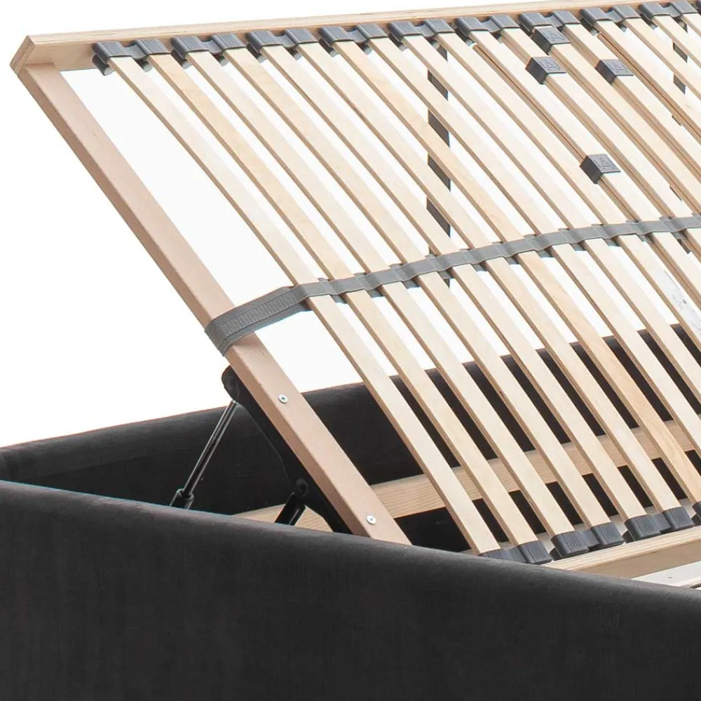 Wohnen Chesterfield Samtbett in Anthrazit - Satos