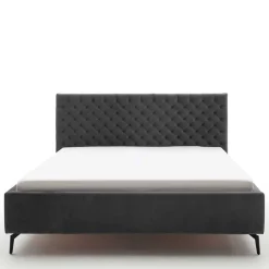 Wohnen Chesterfield Samtbett in Anthrazit - Satos