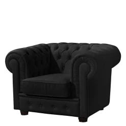 Wohnen Sessel & Hocker|Chesterfield Möbel*Chesterfield-Sessel in Schwarz Kunstleder - Riscos