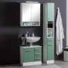 Wohnen Glasmöbel|Badezimmer Komplett*85cm Bad Serie Möbelset in Grün - Loenixa (dreiteilig)