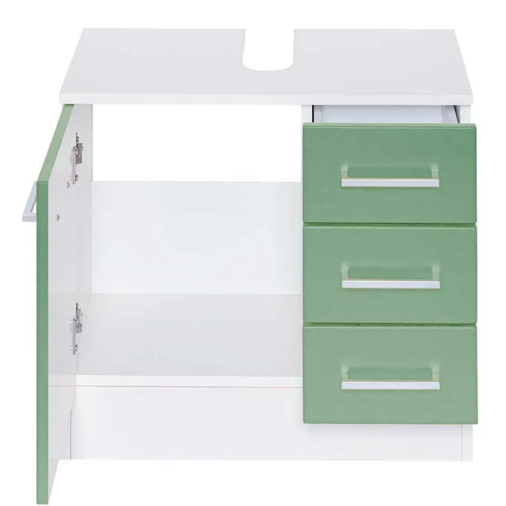 Wohnen Glasmöbel|Badezimmer Komplett*85cm Bad Serie Möbelset in Grün - Loenixa (dreiteilig)