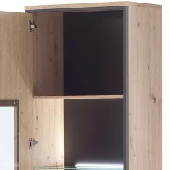 Wohnen 63cm breite Standvitrine in Eiche Holz Dekor - Nikdus