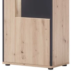 Wohnen 63cm breite Standvitrine in Eiche Holz Dekor - Nikdus
