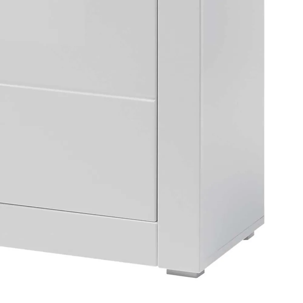 Wohnen 100cm breite Vitrine in Weiß Hochglanz Mextra mit Beton Dekor abgesetzt