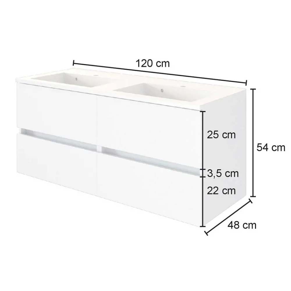 Wohnen 120cm breiter Bad Waschplatz für zwei Personen - Maklesa
