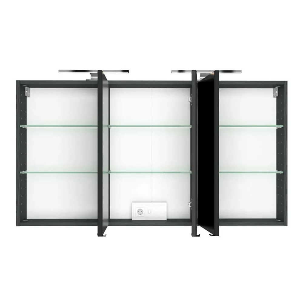 Wohnen Bad-Spiegelschränke*120cm breiter Badezimmer Spiegelschrank in Grau - Endely