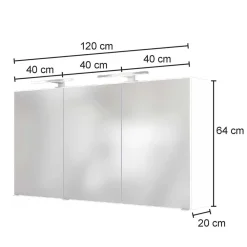 Wohnen Bad-Spiegelschränke*120cm breiter Badezimmer Spiegelschrank in Grau - Endely