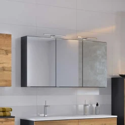 Wohnen Bad-Spiegelschränke*120cm breiter Badezimmer Spiegelschrank in Grau - Endely