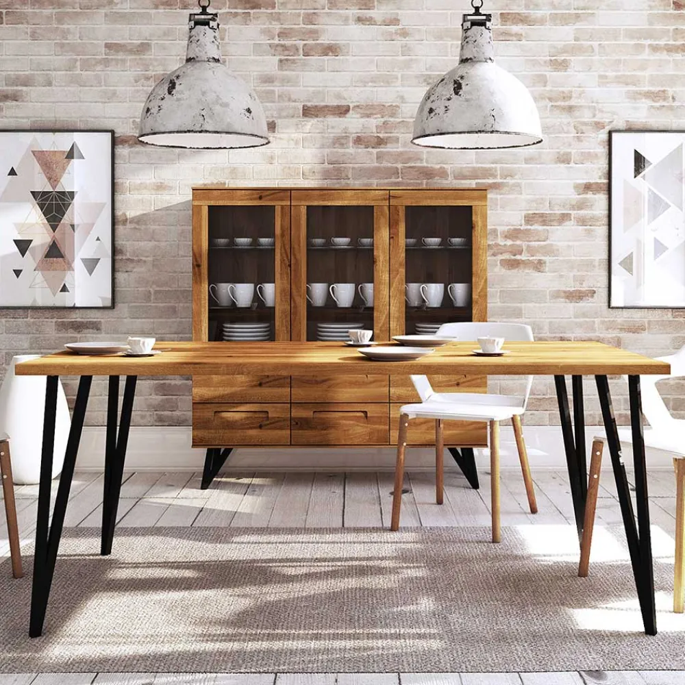 Wohnen Massivholzmöbel|Esszimmertische*90cm breiter Esstisch mit Platte Wildeiche - Mandirov