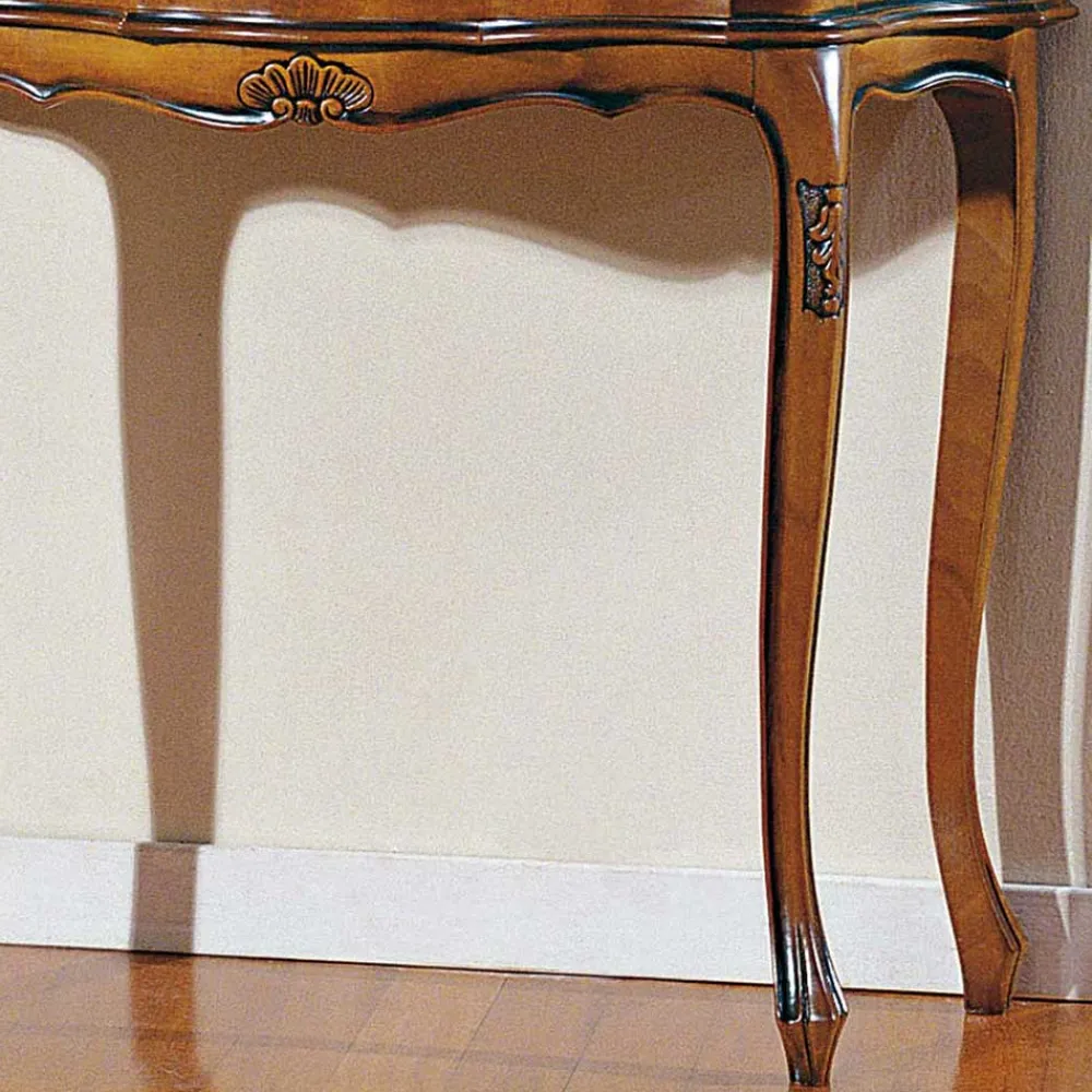Wohnen 88cm breiter Konsolentisch Nussbaum Furnier Agosto im Barockstil