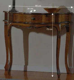 Wohnen 88cm breiter Konsolentisch Nussbaum Furnier Agosto im Barockstil