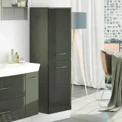 Wohnen 40cm breiter Midischrank fürs Bad Mladen in Hochglanz Dunkelgrau