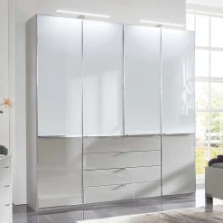 Wohnen 198cm breiter Schrank in Weiß & Hellgrau - Pascan
