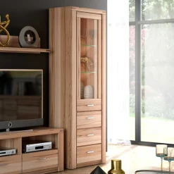 Wohnen Esszimmer-Vitrinen|Vitrinen*68cm breiter Vitrinenschrank in Kernbuche - Uhelia