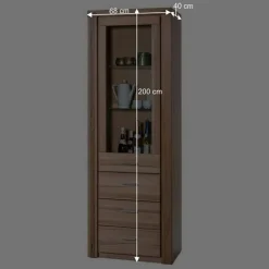 Wohnen Esszimmer-Vitrinen|Vitrinen*68cm breiter Vitrinenschrank in Kernbuche - Uhelia