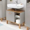 Wohnen Waschtisch|Waschbeckenunterschränke*65cm breiter Waschbeckenunterschrank in Platingrau - Nienzo
