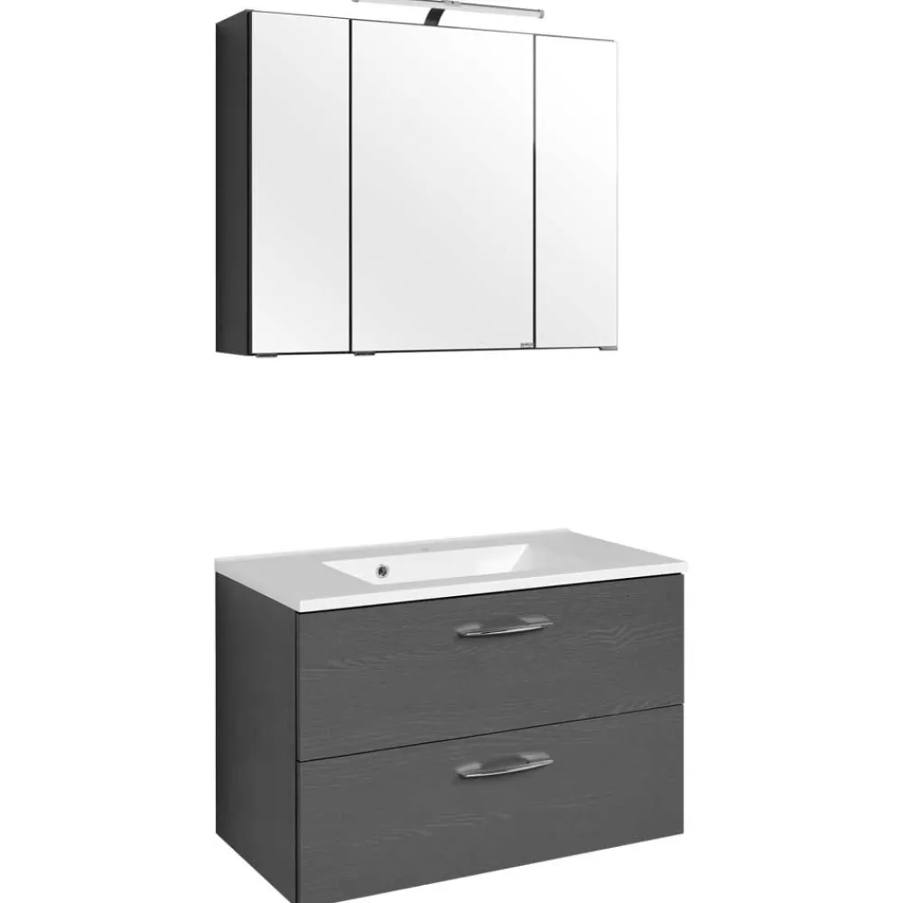 Wohnen 80cm breiter Waschtisch & Spiegelschrank - Juventuda (zweiteilig)