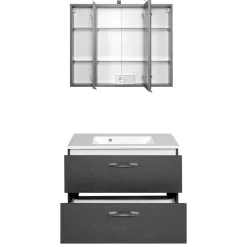 Wohnen 80cm breiter Waschtisch & Spiegelschrank - Juventuda (zweiteilig)